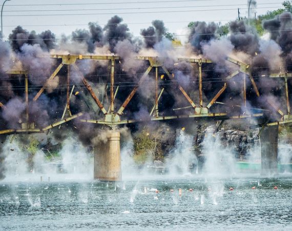 Demolishing a bridge